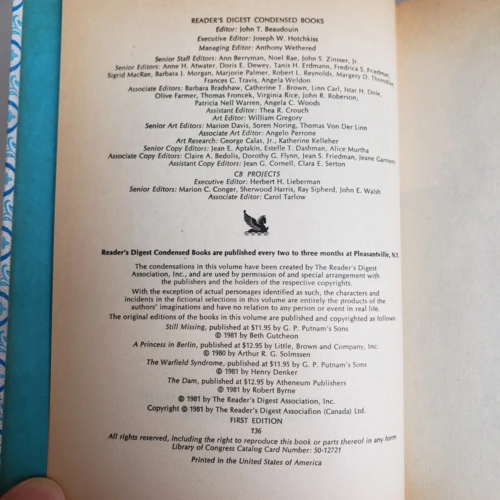Readers Digest Condensed Books Volume 3 1981 Still Missing Hardcover Vintage